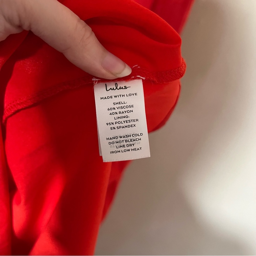 NWT XL Lulu's Effervescent Afternoon Red Satin Flutter Sleeve Midi Dress - Picture 15 of 16